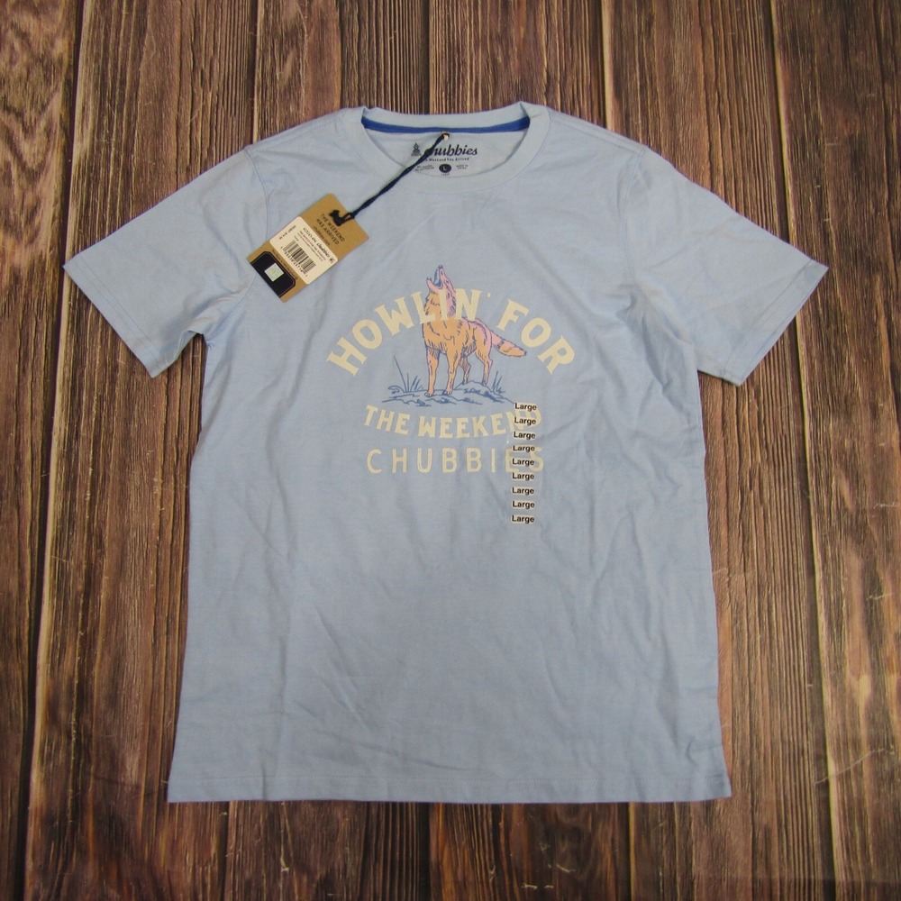 Chubbies NEW NWT Youth L Short Sleeve Tee T Shirt Blue Howling For The Weekend